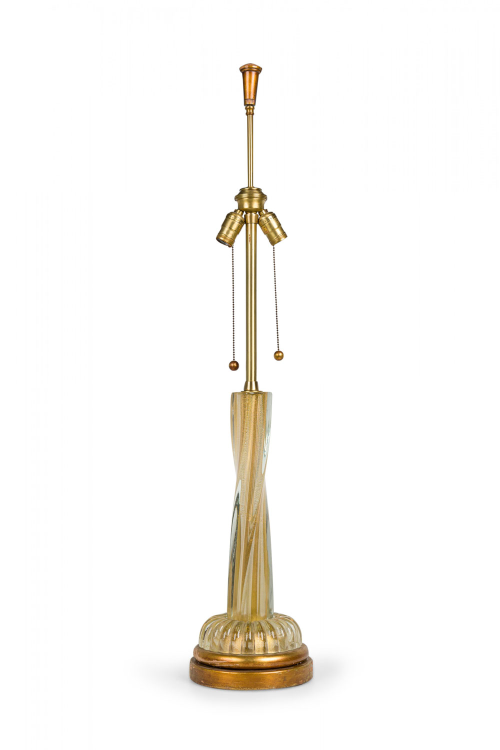 Barovier and toso mid century italian glass twisted column table lamp on giltwood base