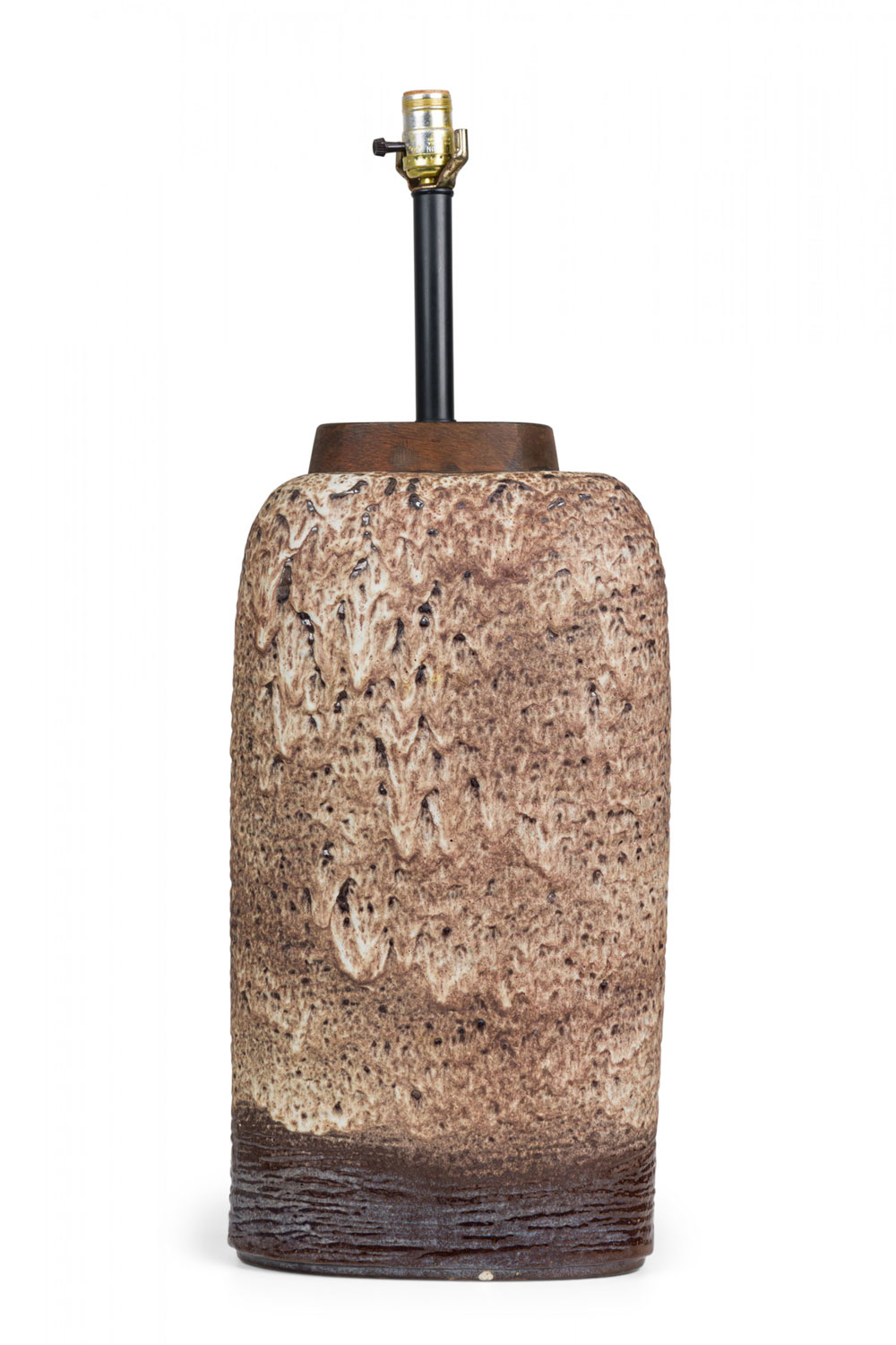 Carstens mid century west german ceramic taupe fat lava glazed table lamp