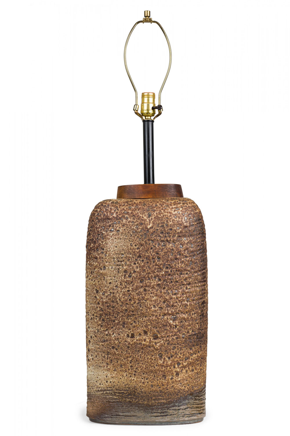 Carstens mid century west german ceramic lava glazed brown table lamp