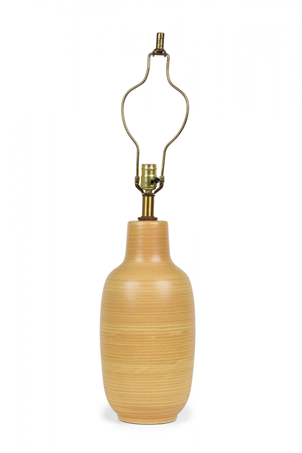 Design technics mid century american ceramic bottle form mustard glazed table lamp