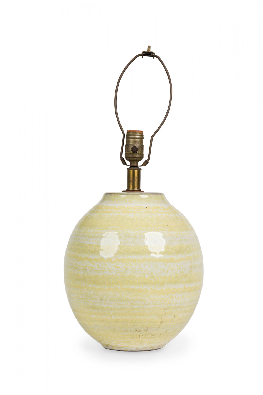 Design technics mid century american ceramic hand painted canary yellow table lamp