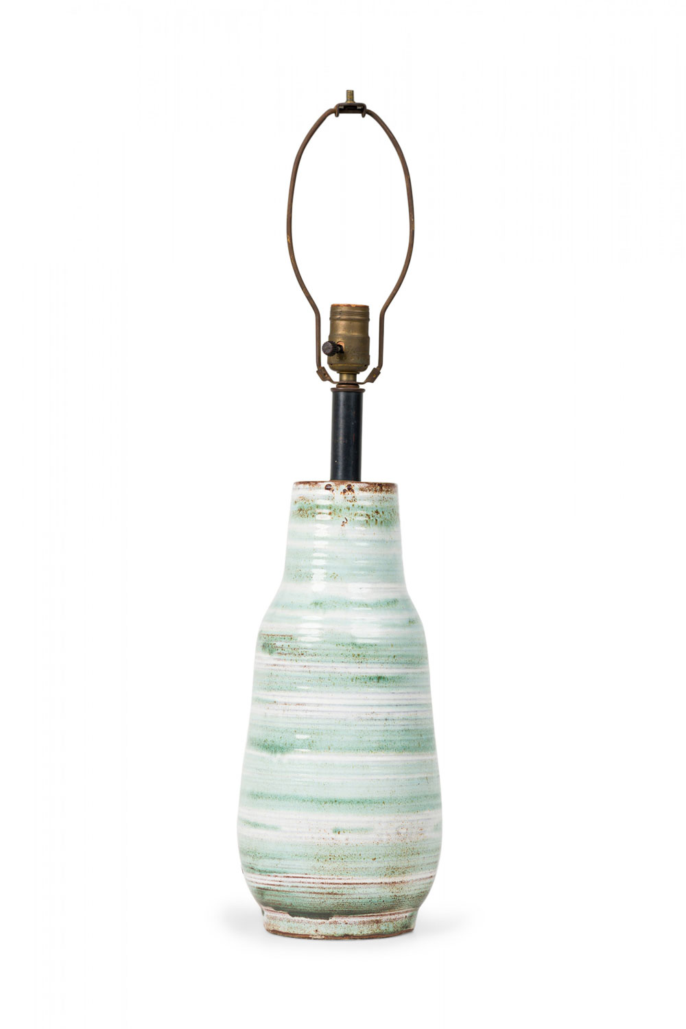 Design technics mid century american ceramic green and white hand painted table lamp