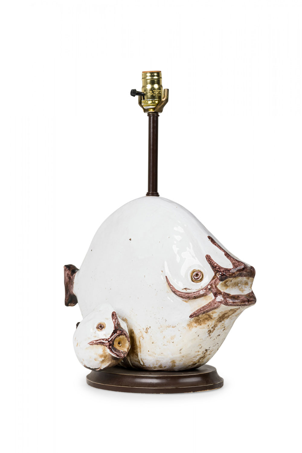 Ivo de santis gli etruschi mid century italian ceramic fish group table lamp