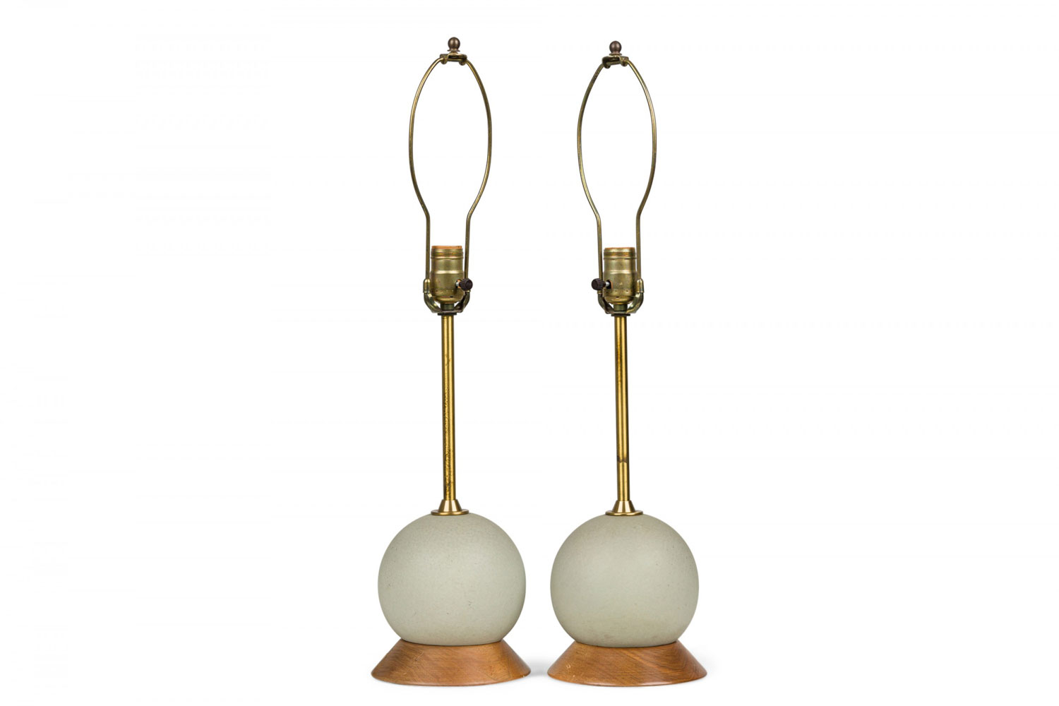 Pair of mid century american robins egg blue glazed globe form ceramic table lamps