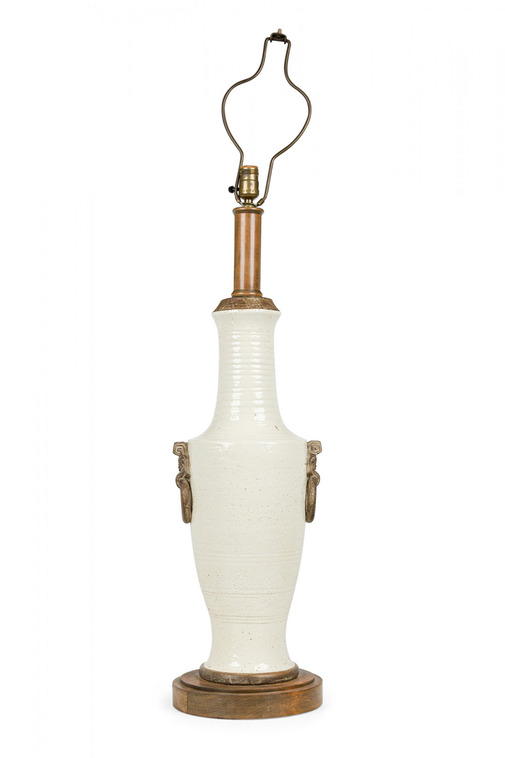 Ugo zaccagnini mid century italian ceramic tall urn table lamp on wood stand