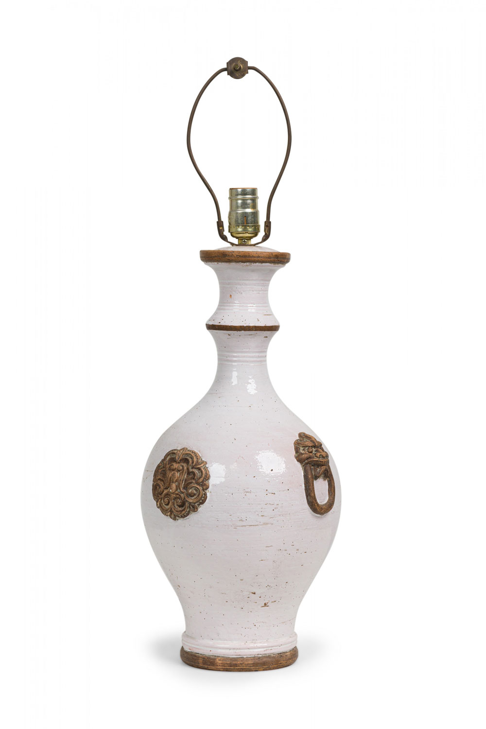 Ugo zaccagnini mid century italian ceramic white glaze urn vase form table lamp