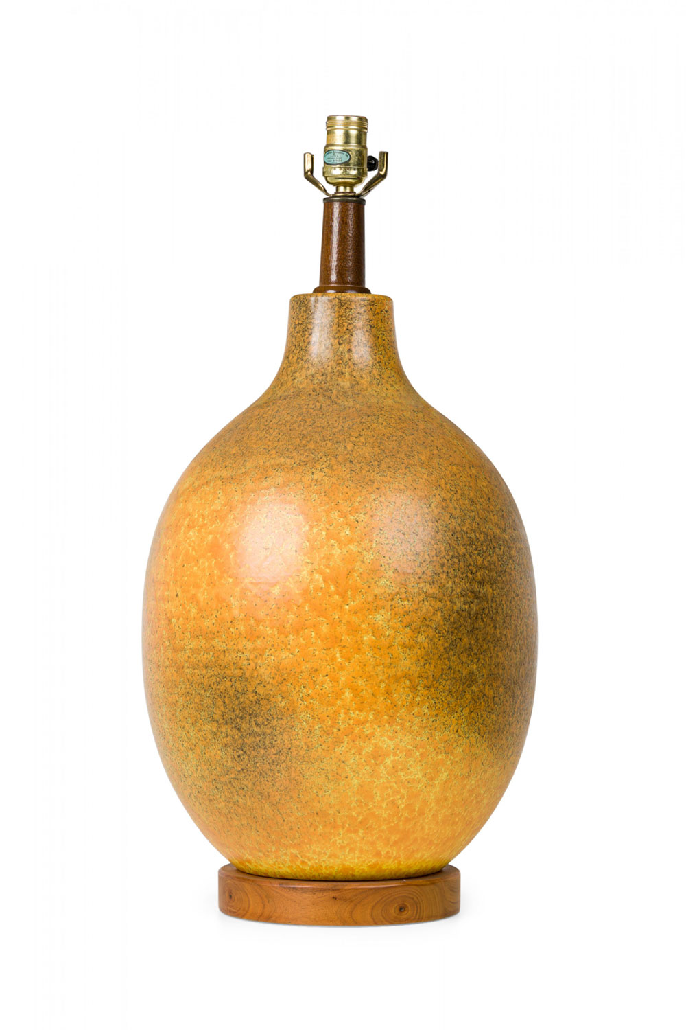 Mid century american ceramic yellow orange glazed egg table lamp