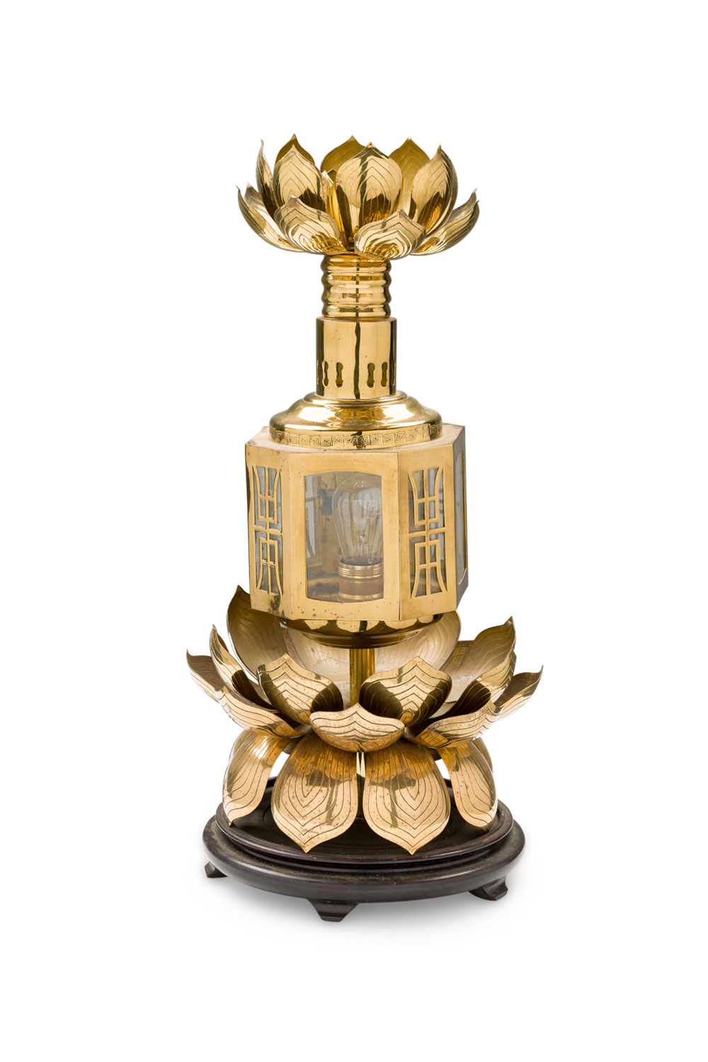 Chapman american mid century brass chinese lotus lantern