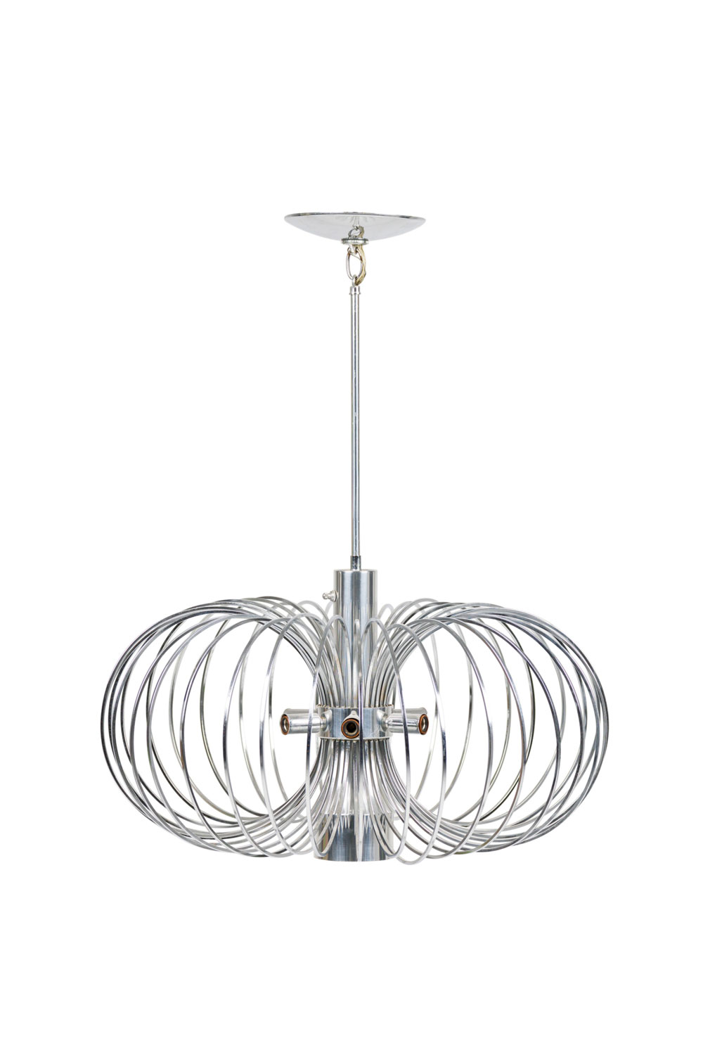 Gaetano sciolari for lightolier italian mid century round metal cage chandelier