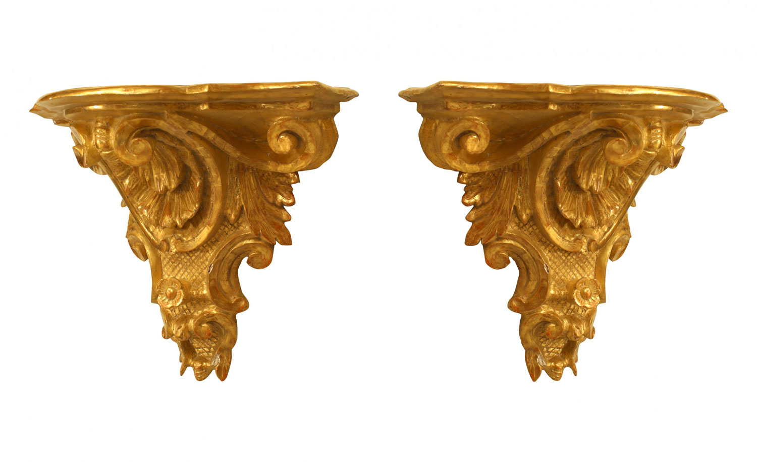 Italian rococo gilt wall shelves