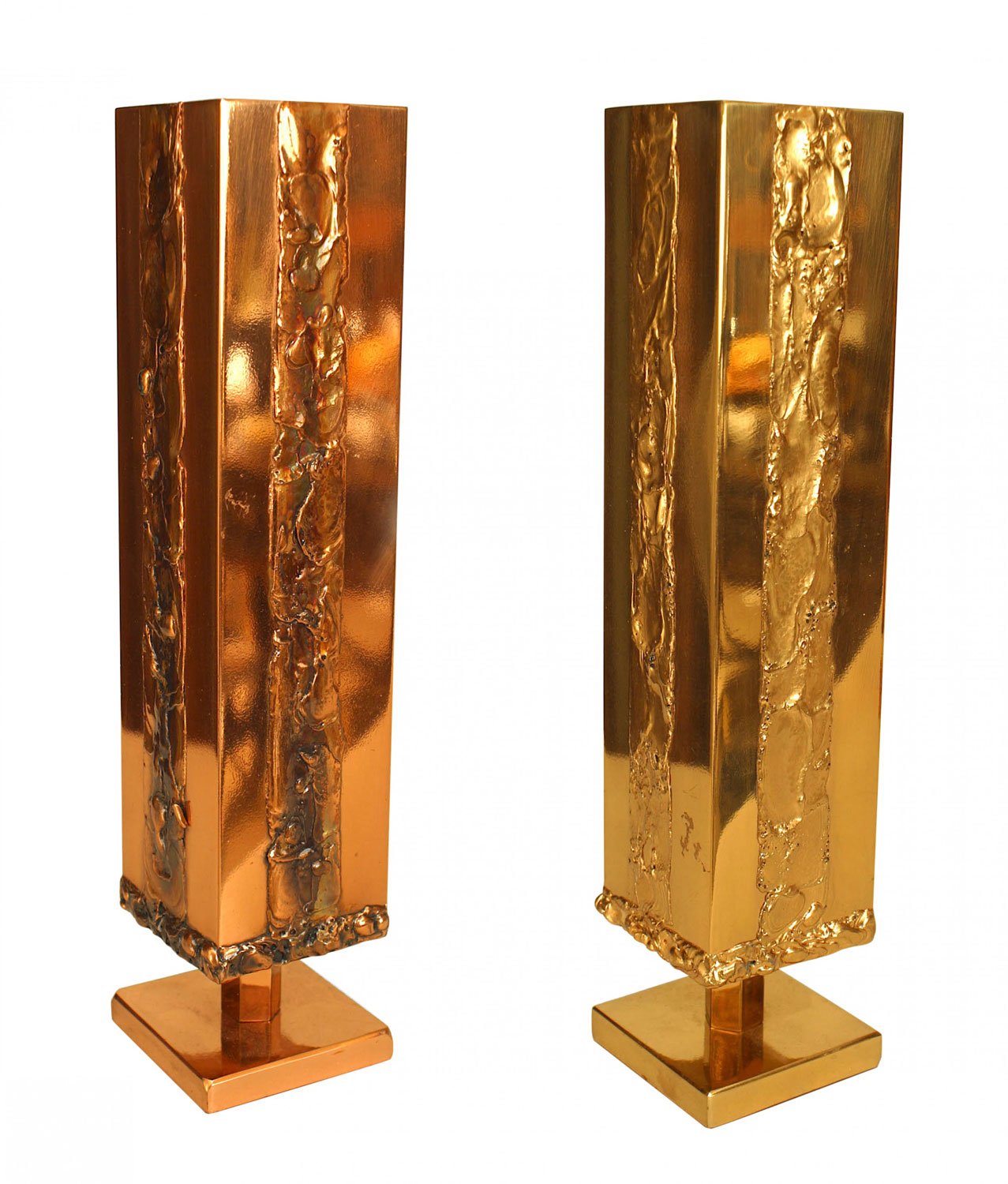 Pair of italian mid century copper and brass vases
