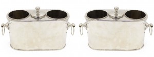 Pair art moderne nickel plate wine coolers
