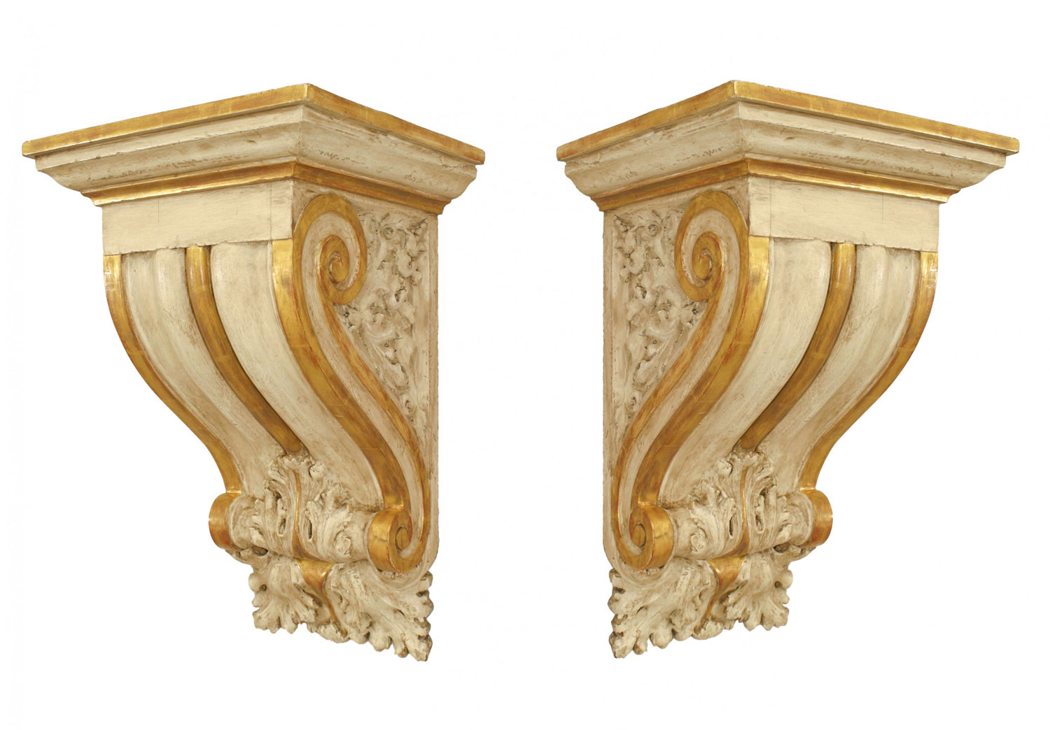 Italian neo classic gilt wall shelves