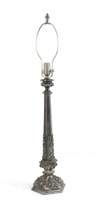 English victorian silver plate table lamp