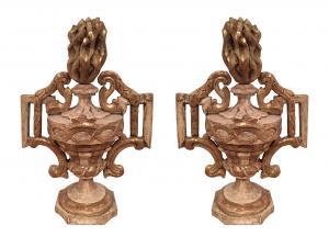 Pair of italian neoclassic carved and painted urns 1