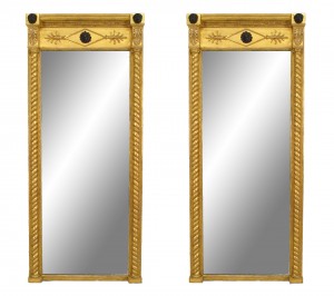 English regency gilt wall mirrors with cornices