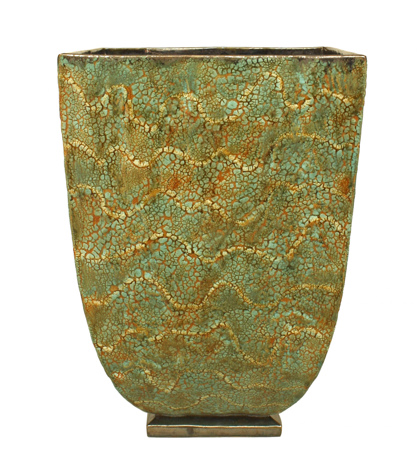 American glazed green ceramic pot 1