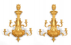 English georgian style gilt wood wall sconces