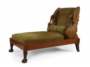 Russian mahogany green velvet recamier