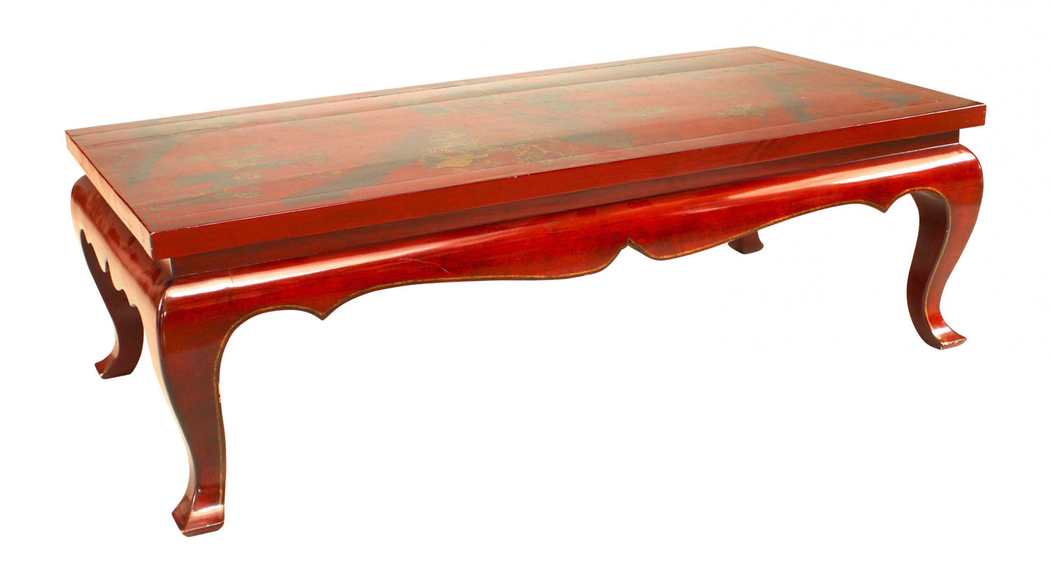 Asian chinese red lacquered coffee table