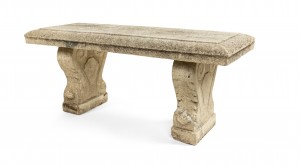 Outdoor concrete scroll bench