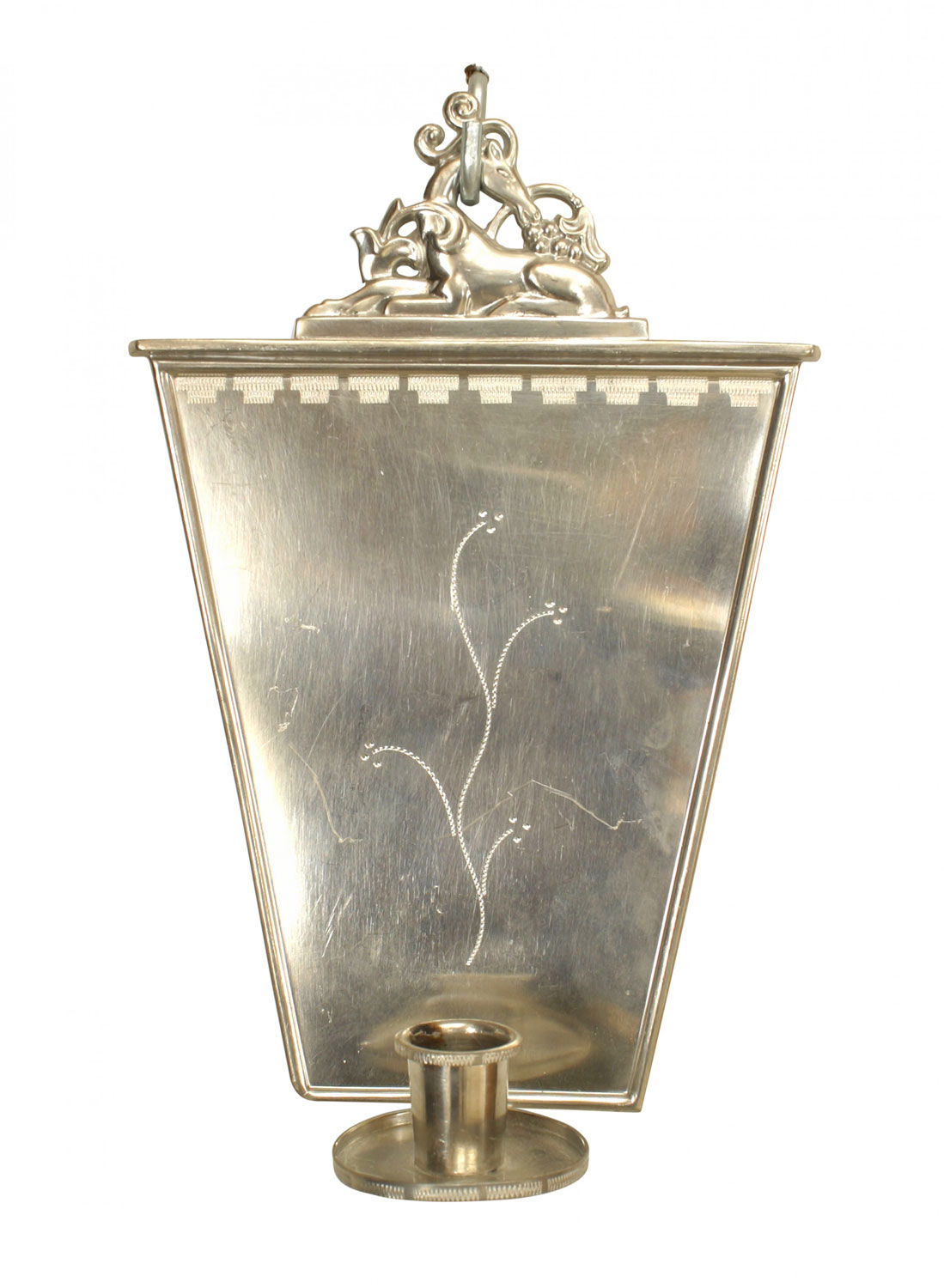 English art deco pewter wall sconces