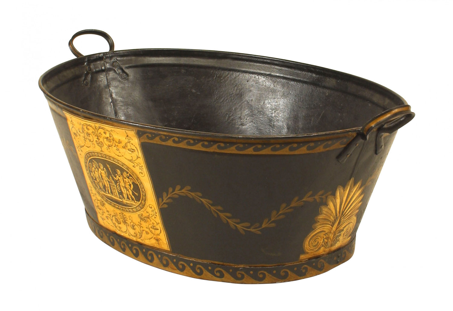 French victorian black tole planter