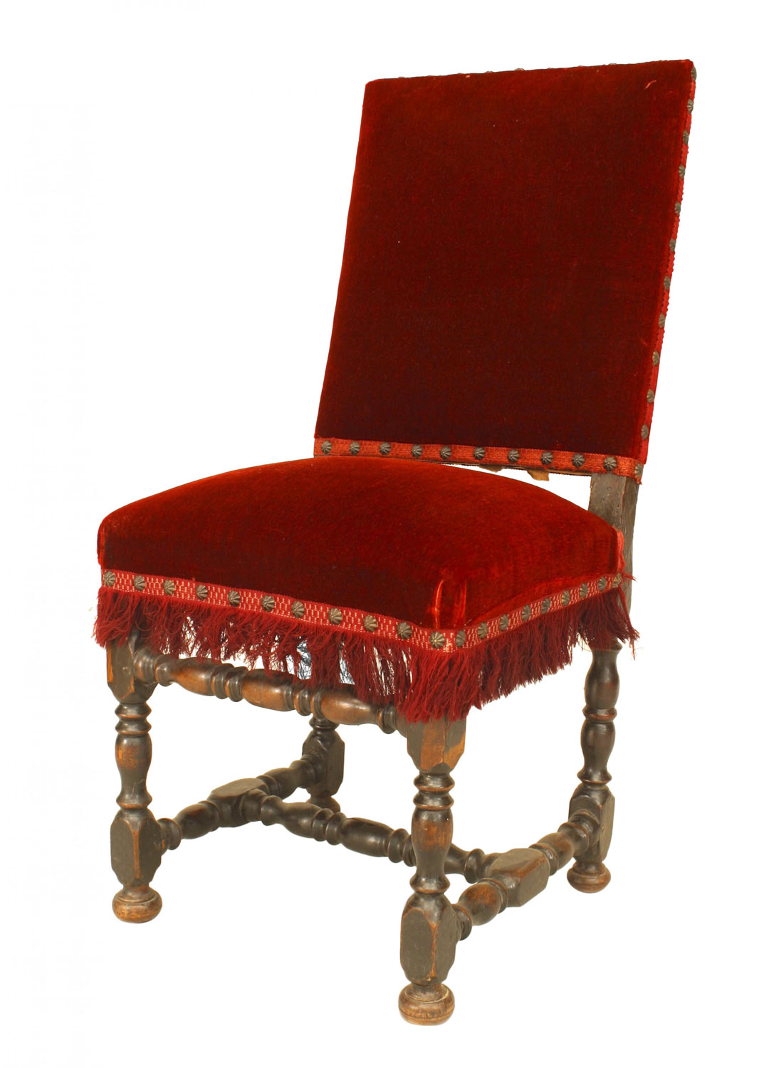 English renaissance red velvet side chairs 3
