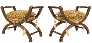 Italian neo classic faux leopard bench