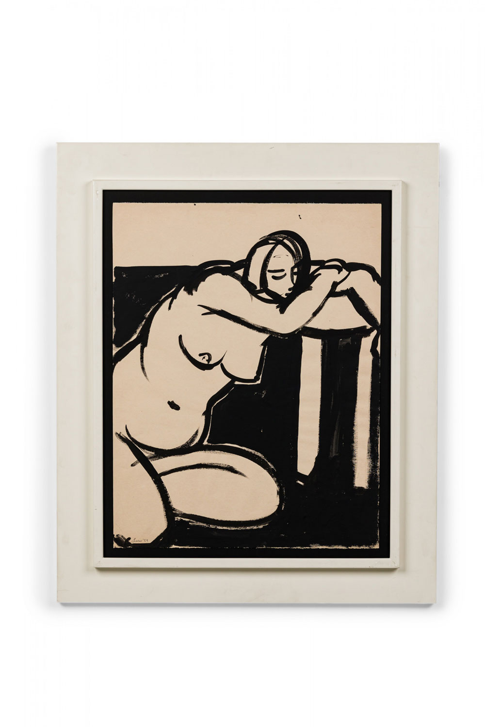 Post war american india ink nude painting