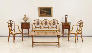 English sheraton satinwood living room set 1
