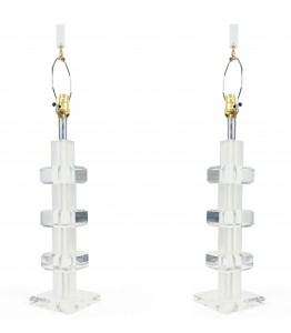American marlee lucite block table lamps
