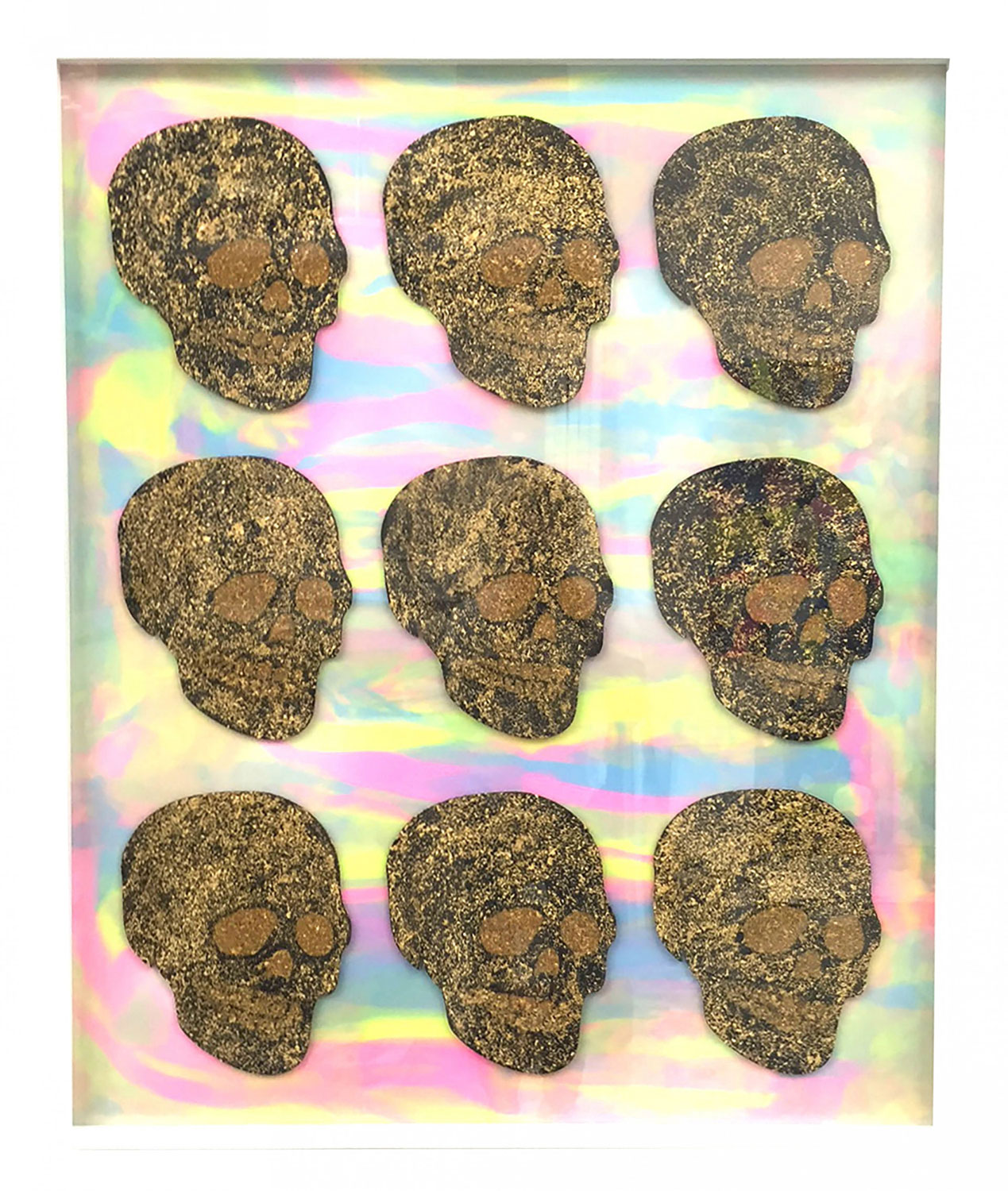 Ray geary tie die gold skulls artpiece