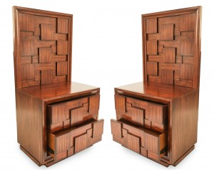 American mid century mahogany bedside tables