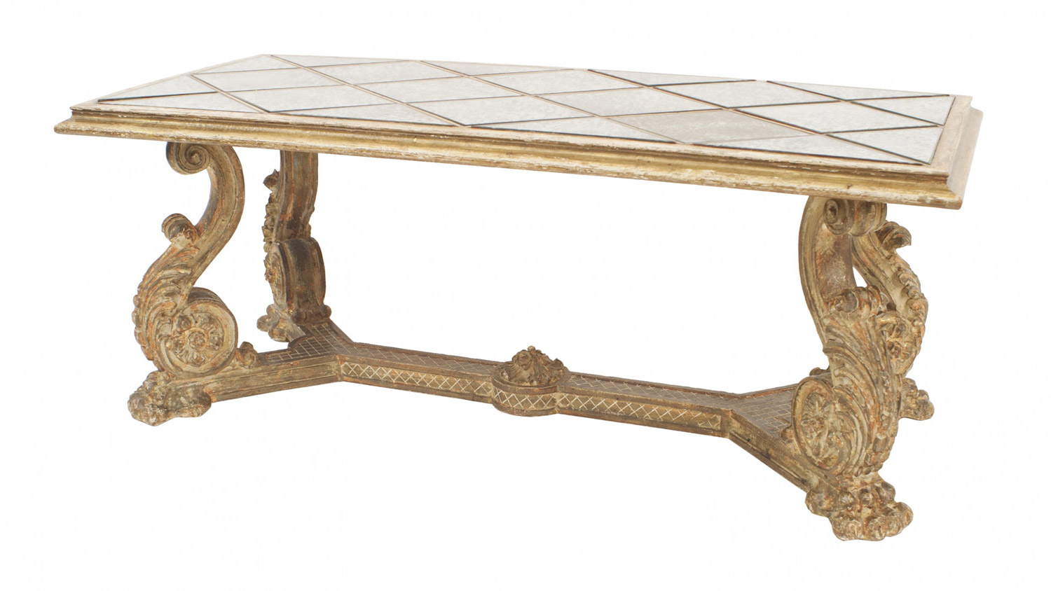 French oak and gilt mirror coffee table 1