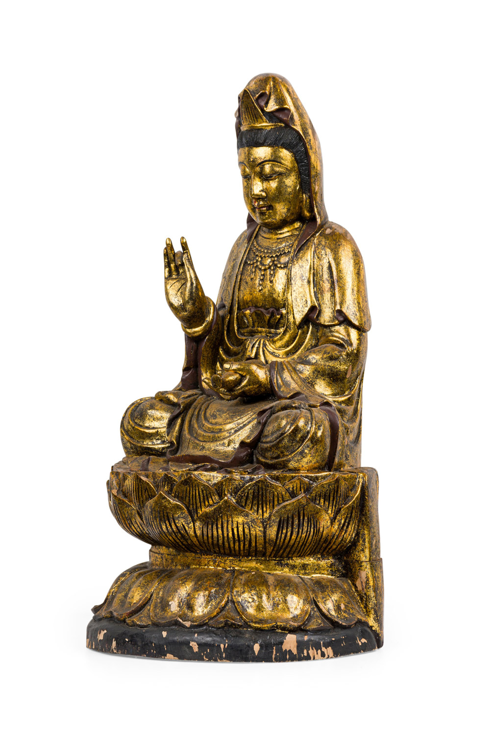 Asian gilt guan yin buddha
