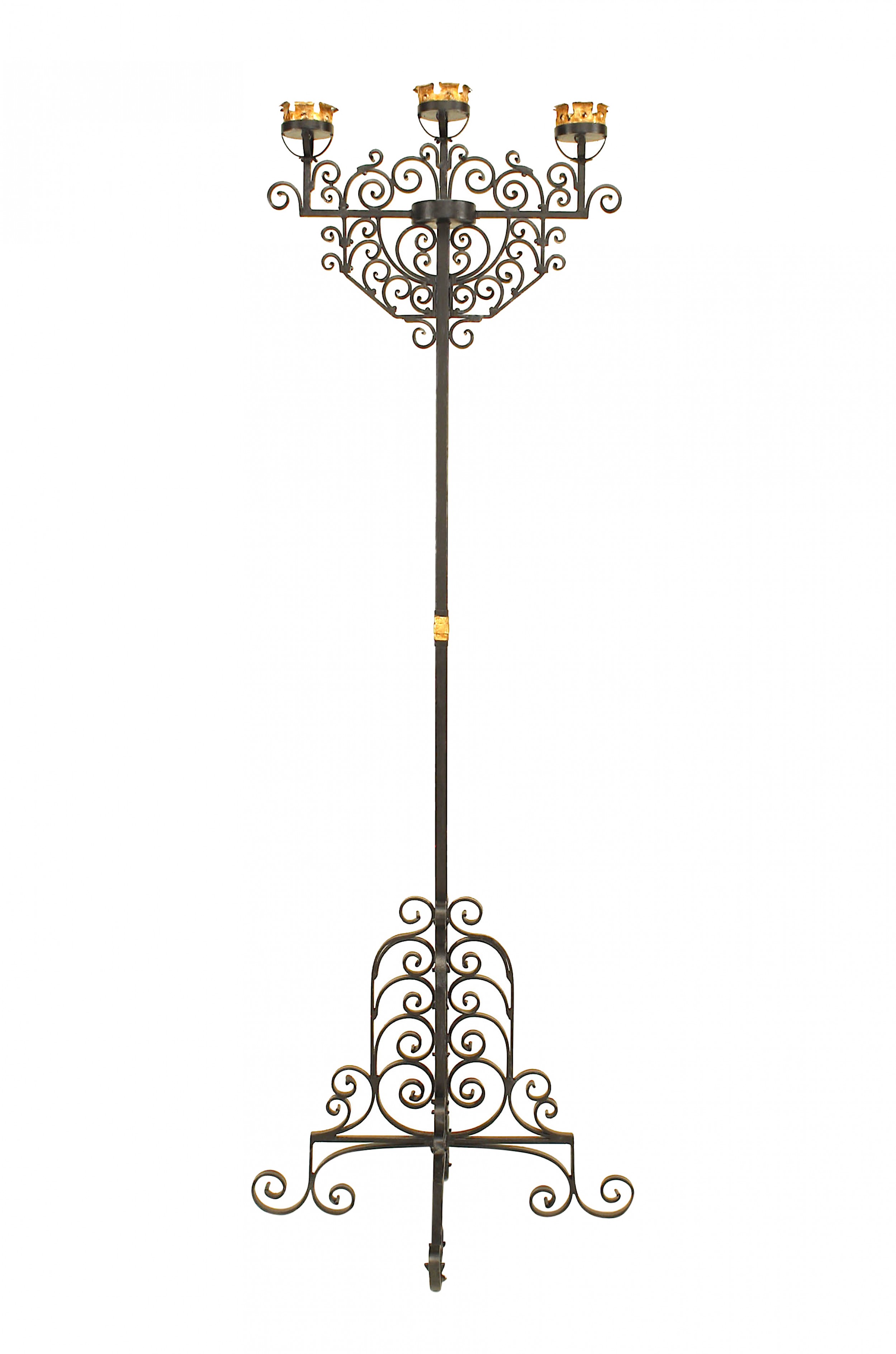 Italian renaissance style wrought iron floor torchiere
