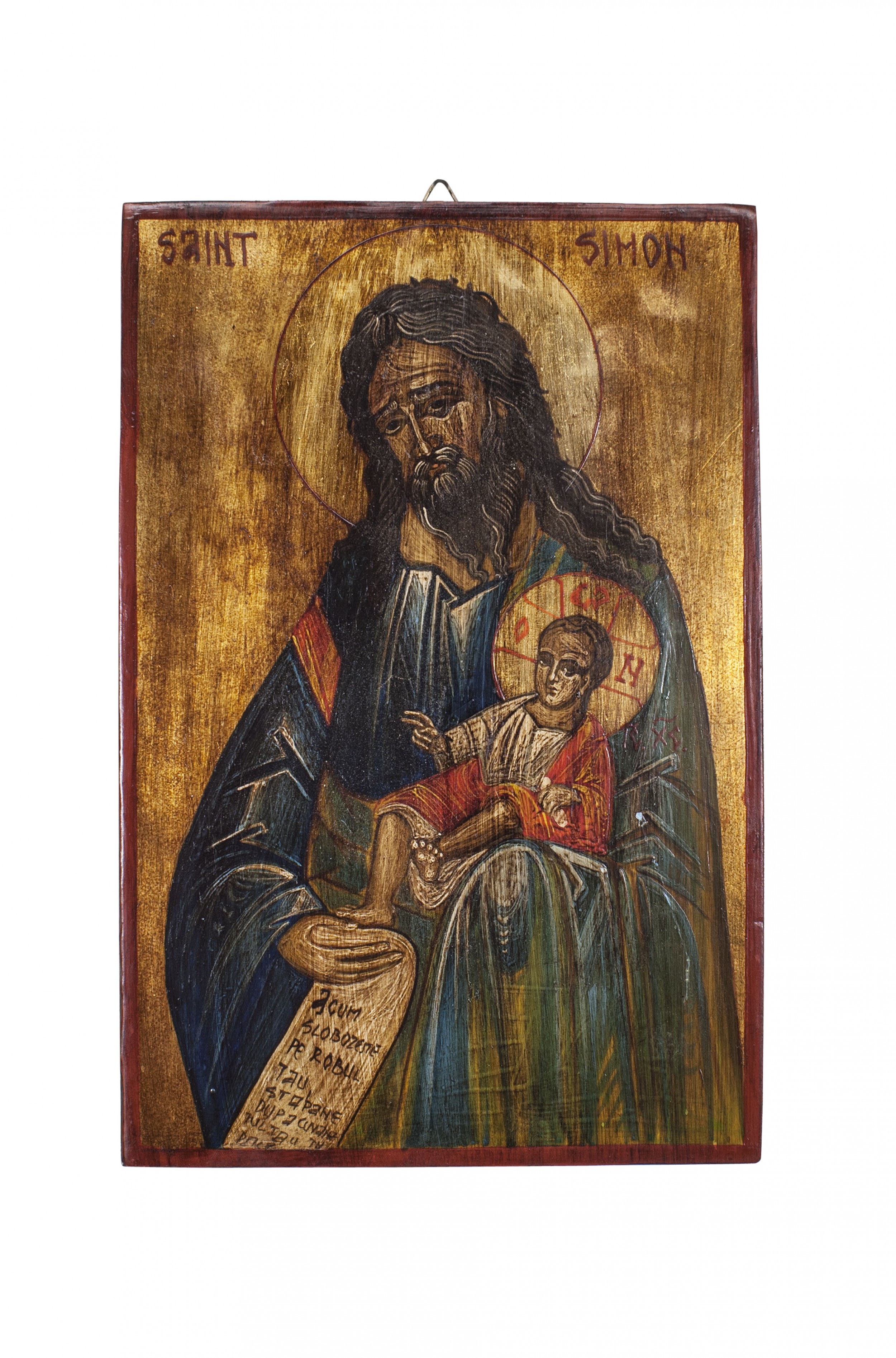 Greek wood painted st simeon