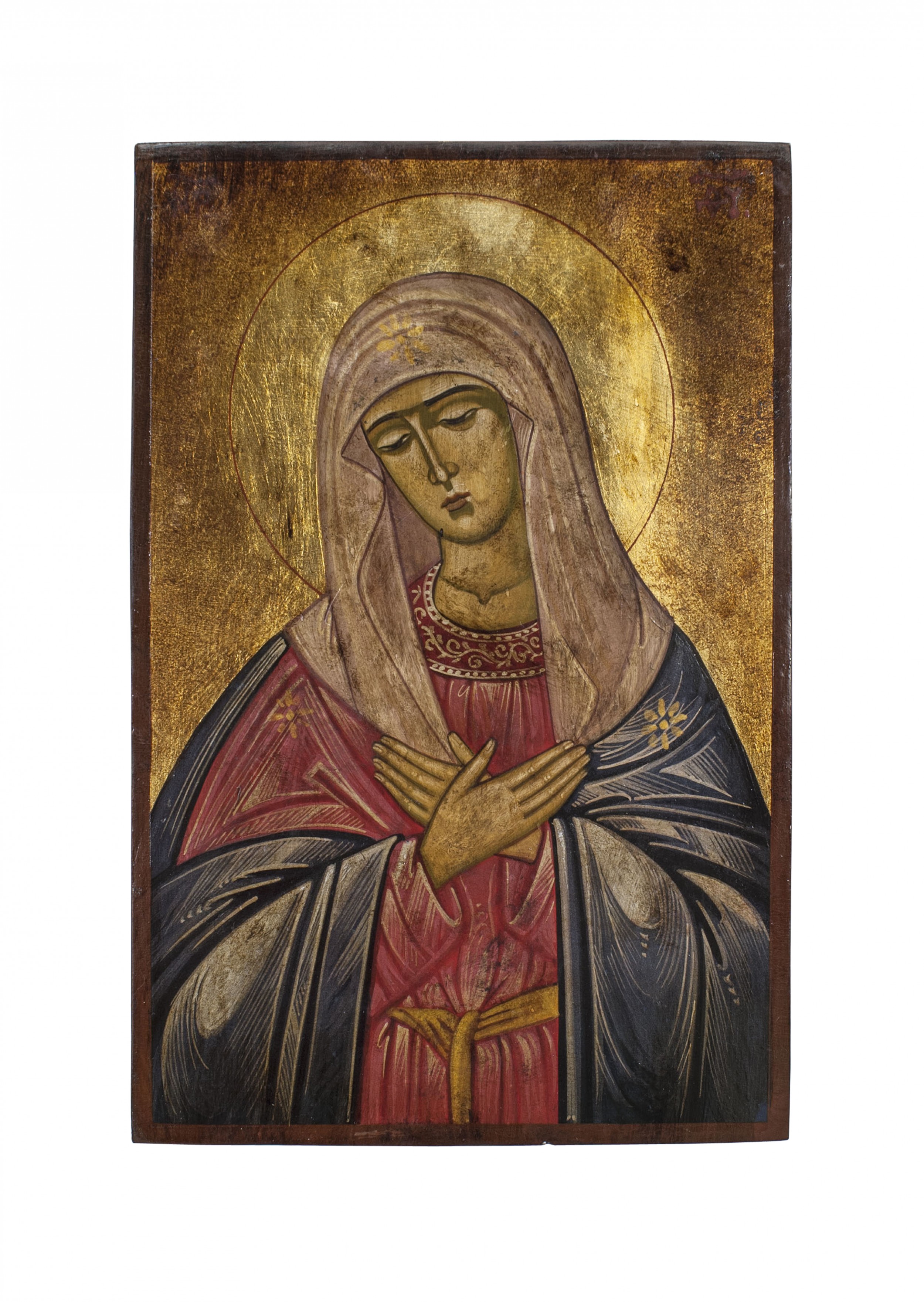 Greek wood painted mother of god umilenie