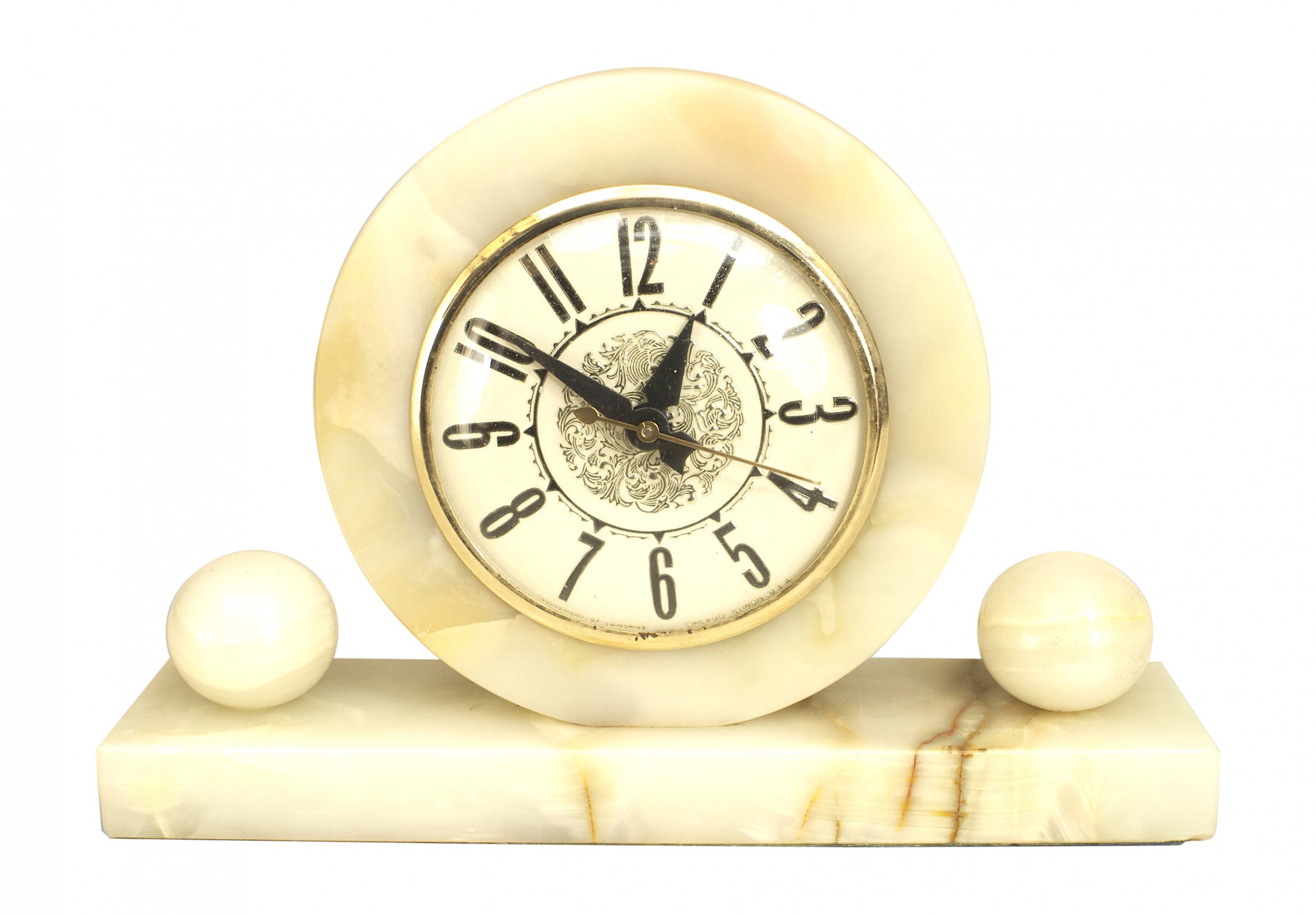 American art deco onyx table clock