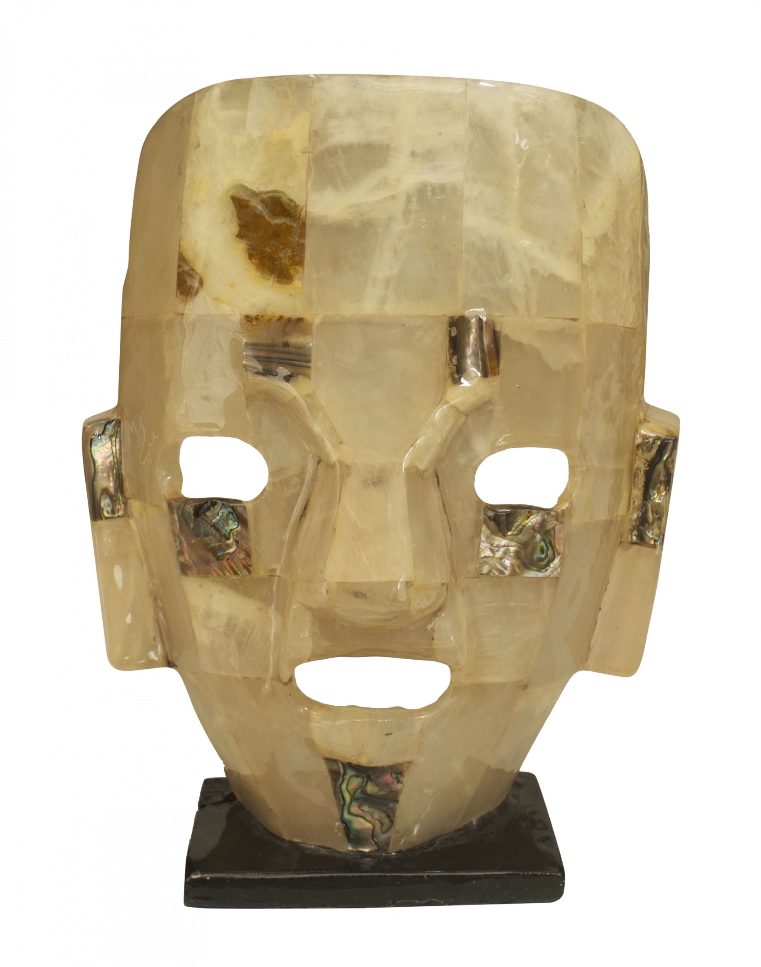 Mid century tesselated stone aztec masks 1