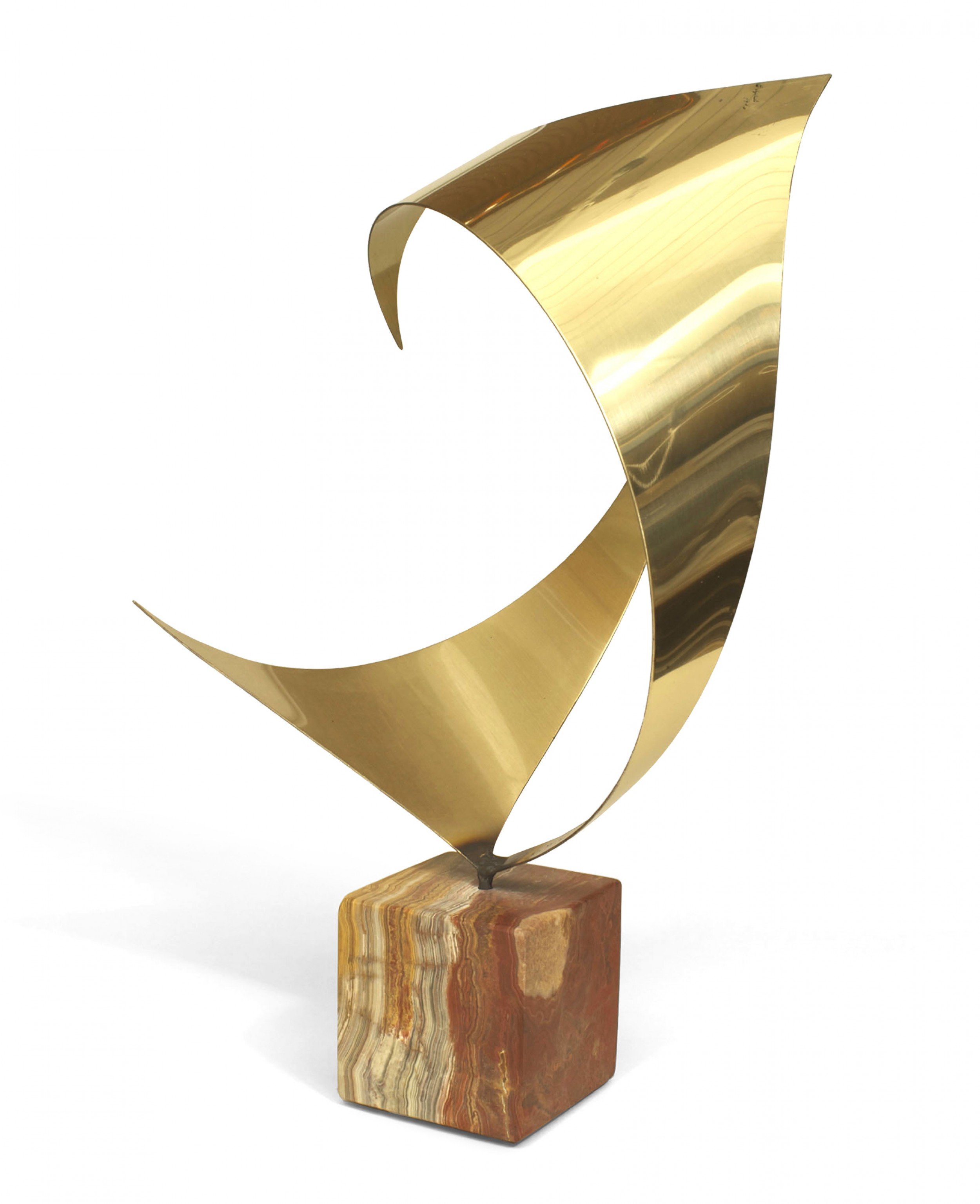 Mid century modern abstract brass sculpture