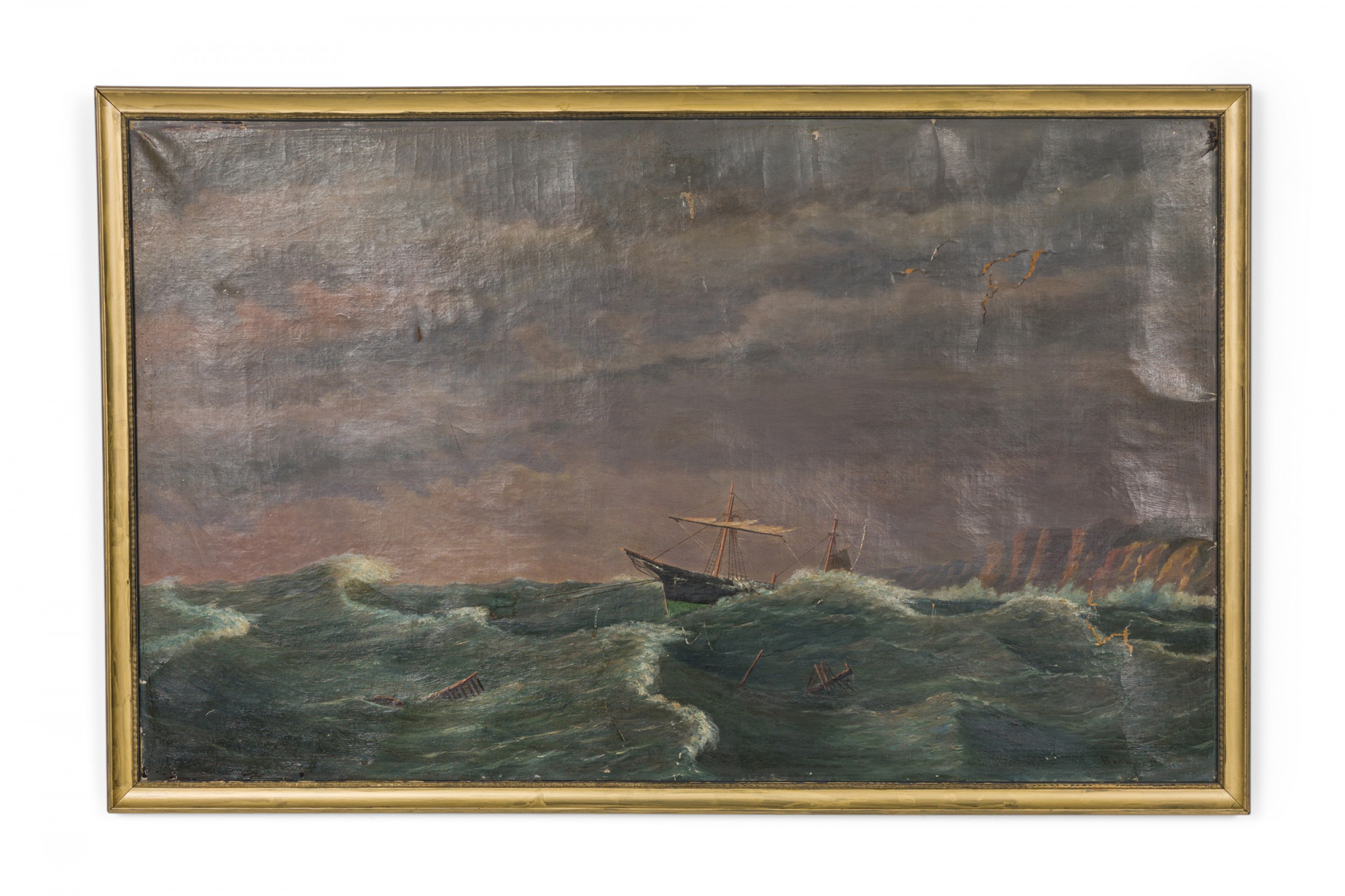 American heavy seas ship painting