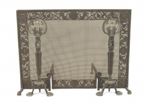 American arts and crafts fireplace andirons
