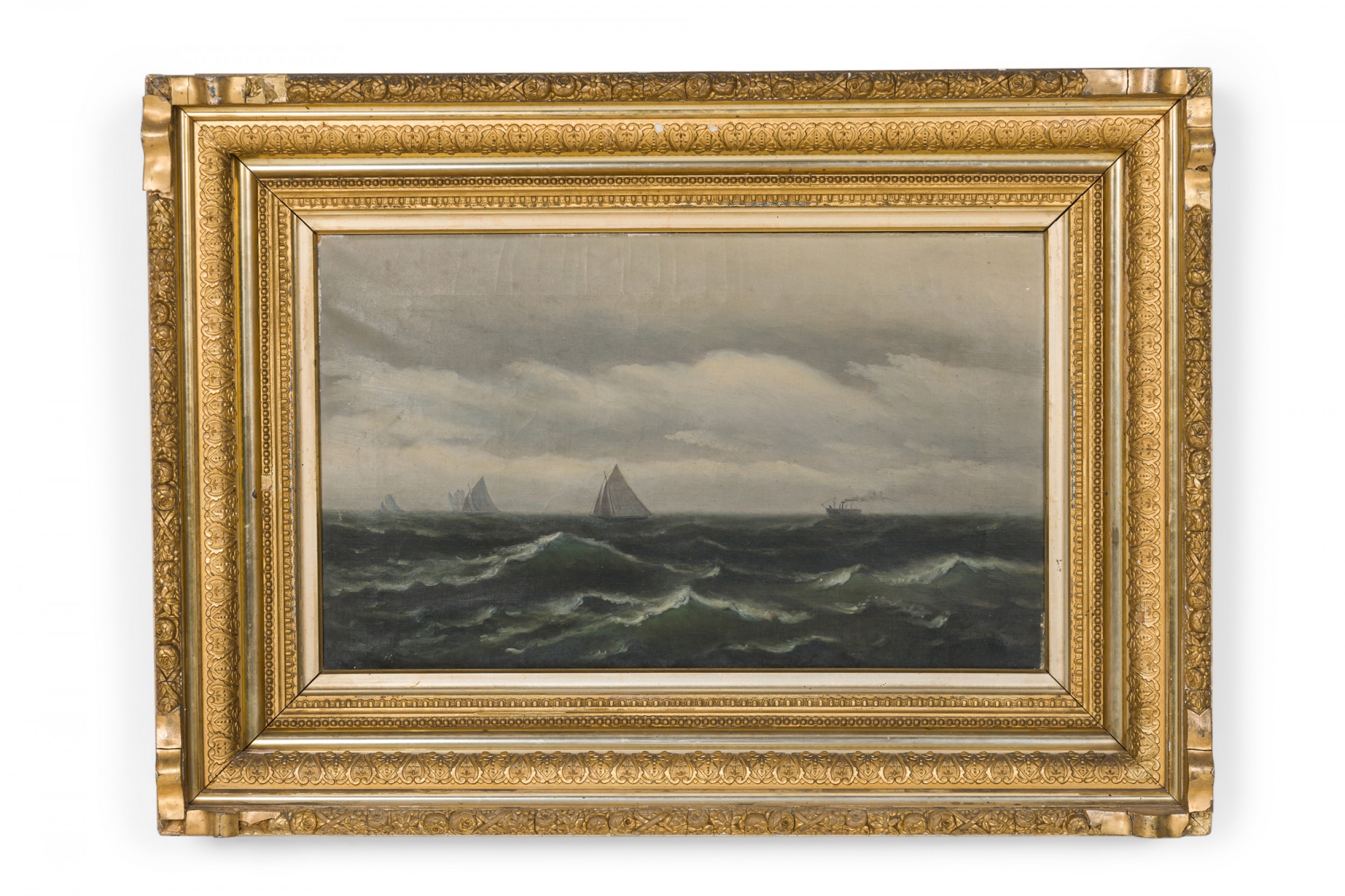 American ships at sea painting