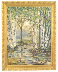 Mid century modern forest oil painting