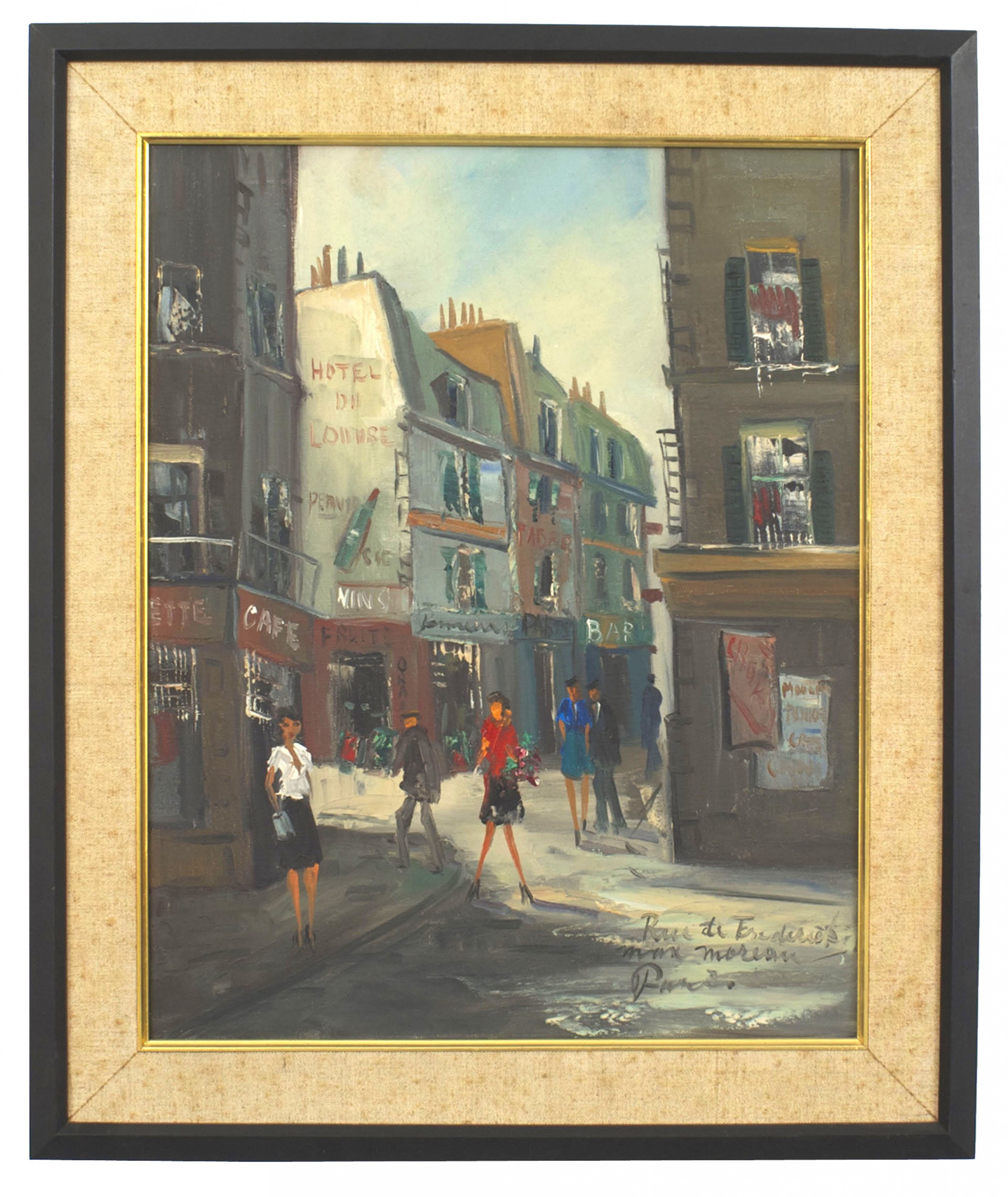 Mid century modern street scene painting