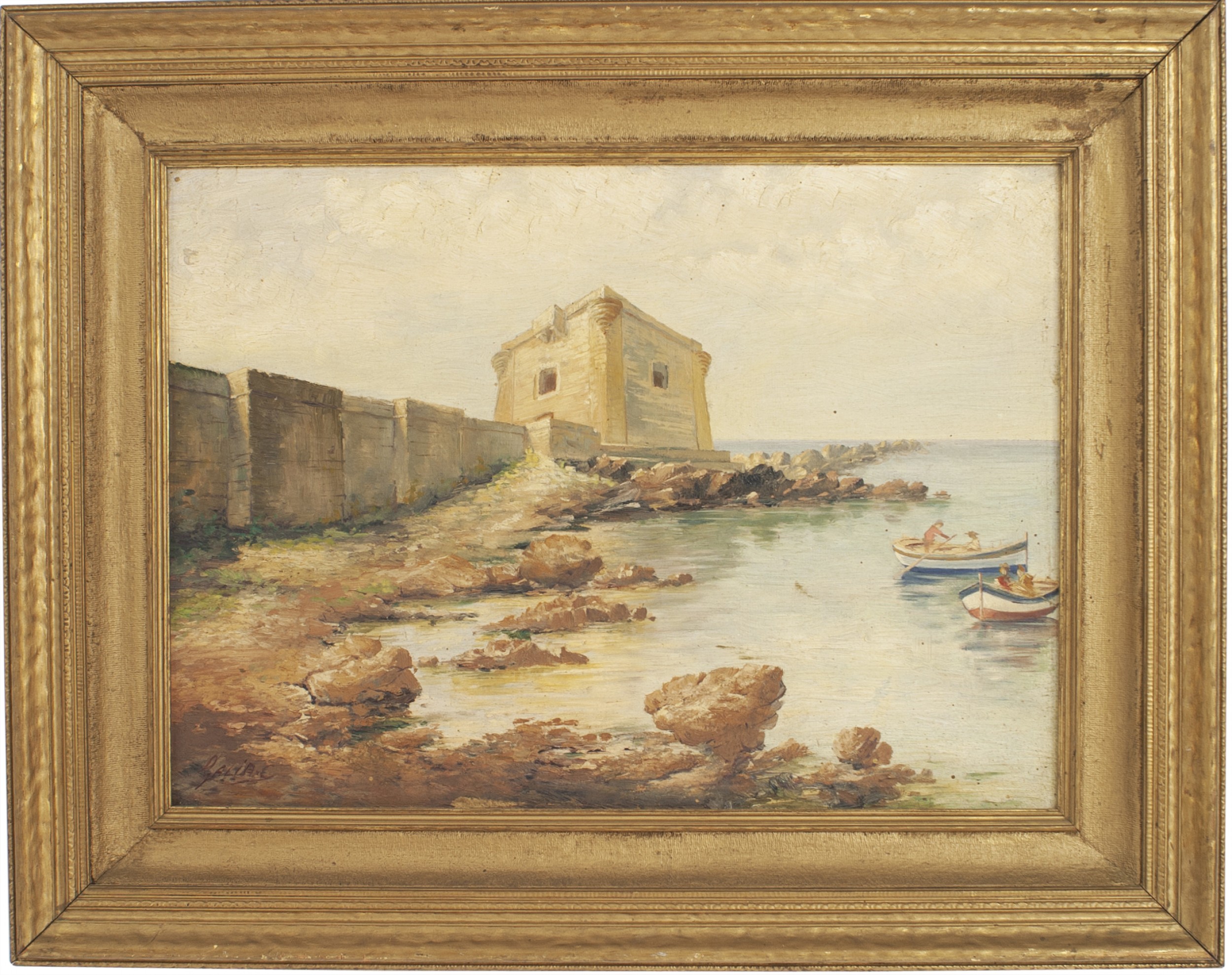 American seaside fortress painting