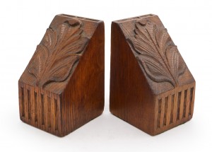 Pair of carved oak bookends 1