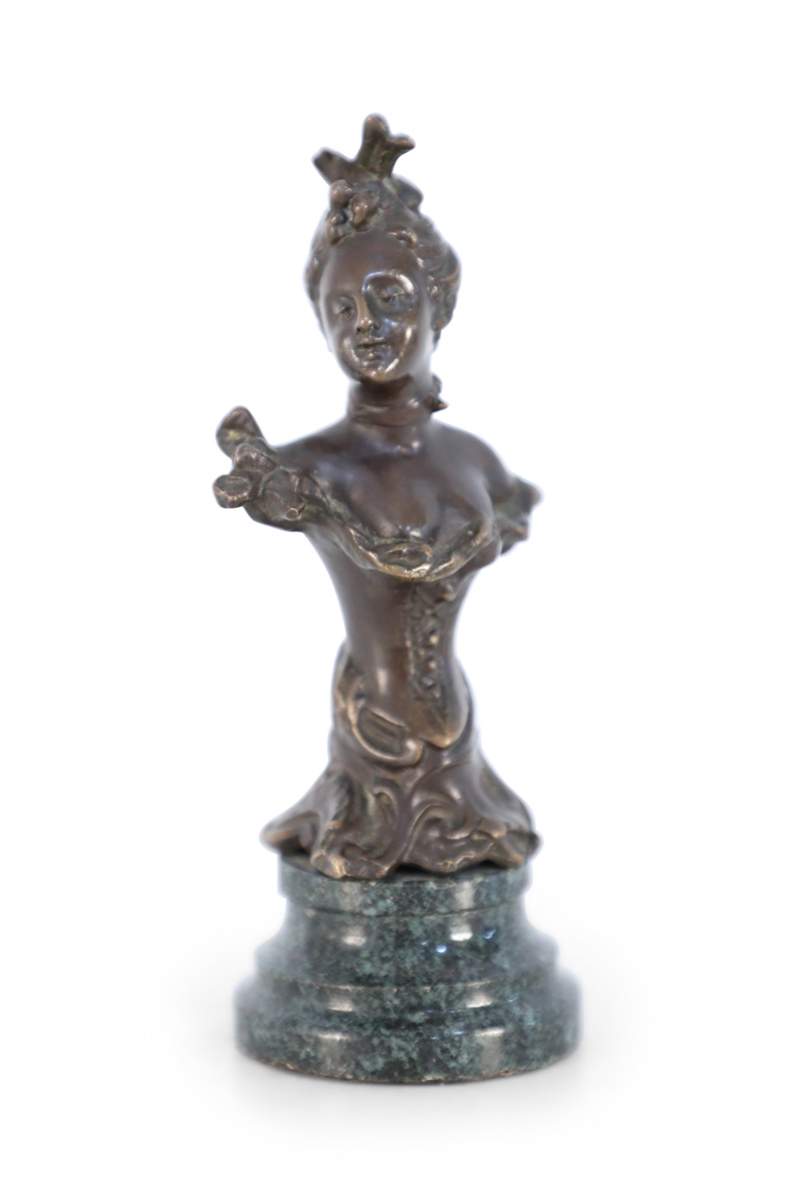 French Victorian Bust form Bronze and Marble Paperweight